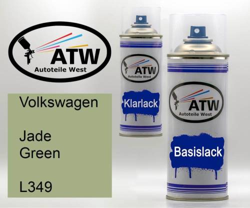 Volkswagen, Jade Green, L349: 400ml Sprühdose + 400ml Klarlack - Set, von ATW Autoteile West.